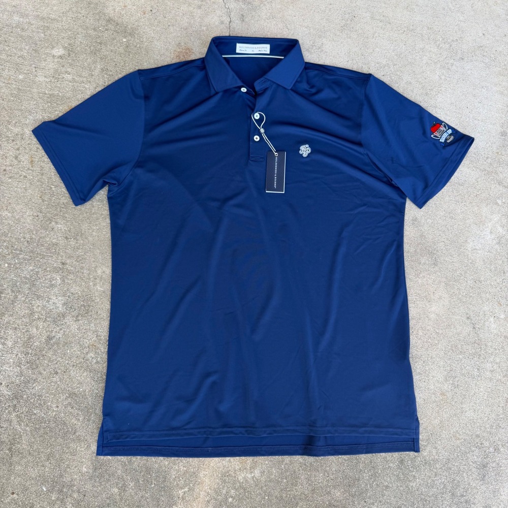 Holderness & Bourne Macdonald Golf Polo Shirt Mens XL Navy Tailored Fit NWT